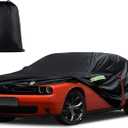 Car Cover Custom Fit for Dodge Challenger 2008-2025, Waterproof All Weather for Automobiles Full Exterior Cover Rain Sun Snow Protector with Door Zipper