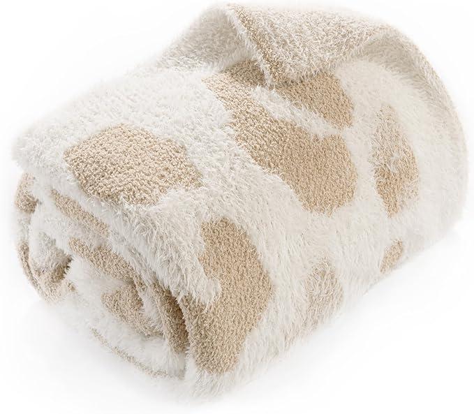 blunique Leopard Throw Blanket for Couch Bed Sofa Ultra Soft Cozy Animal Print Blanket, Lightweight Western Decor Plush Cheetah Throw, Blanket for Women & Teen Girls 60x80 Inches Beige