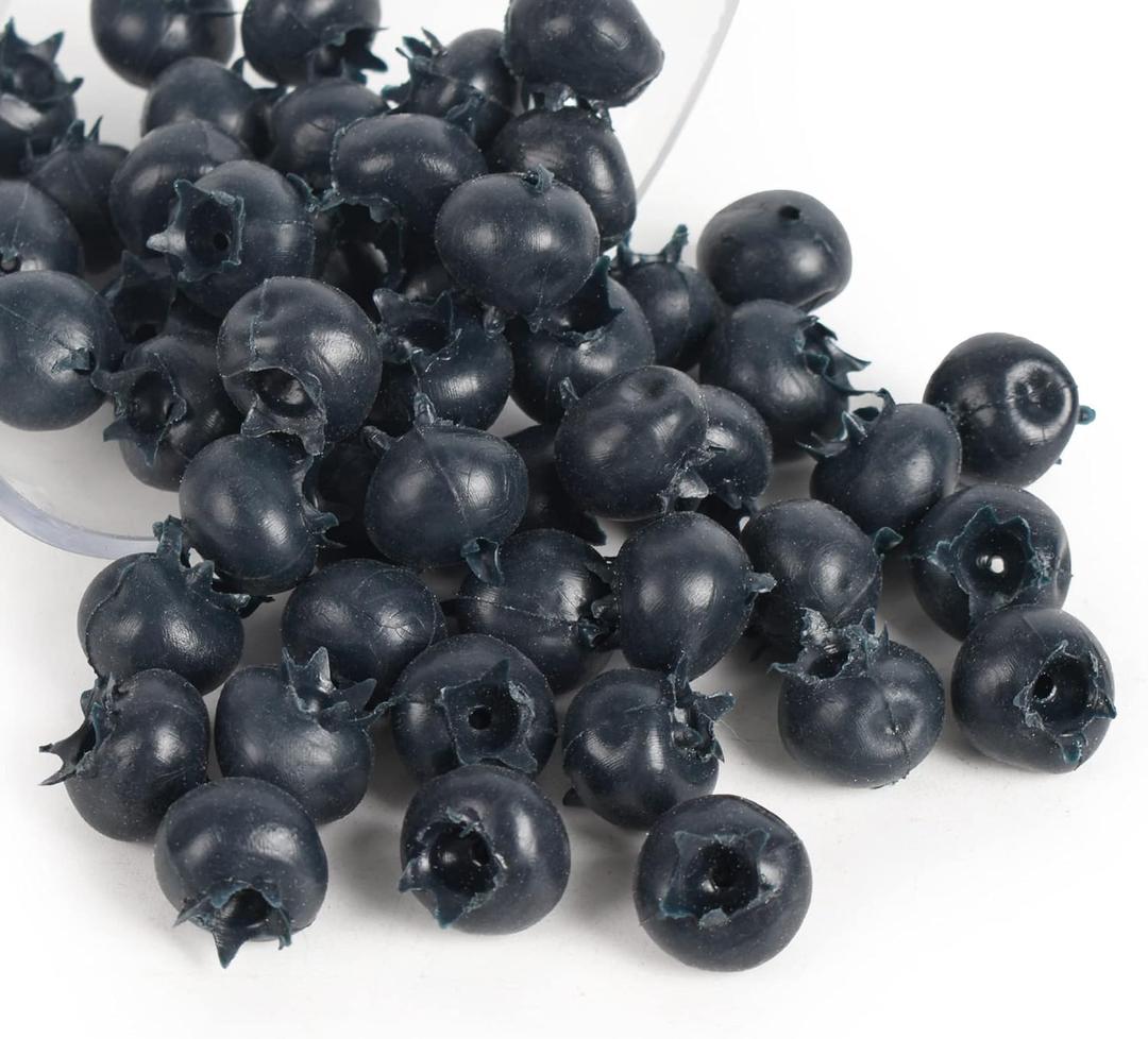 Artificial Blueberry, 50Pcs Fake Blueberry Without Frost Lifelike Blueberries Simulation Blue Berries Fake Fruit for DIY Craft Home Kitchen Cabinet Food Photography Props