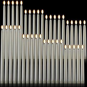 Baquler 40 Pcs Flameless Taper Candles LED Flickering Taper Candlesticks Bulk Battery Operated Flameless Candle for Wedding Halloween Christmas Birthday Decoration, 8.5/9.7/10.8/12.8 Inch (Ivory) (Count Undetermined)
