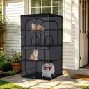 Rockever 4 Tiers Catio Outdoor Cat Enclosure, 61.4" Cat Cage with Window Acess, Indoor Outdoor Cat House for Multiple Cats, Large Cat Patio 6 Doors with Waterproof UV-Resistant Roof
