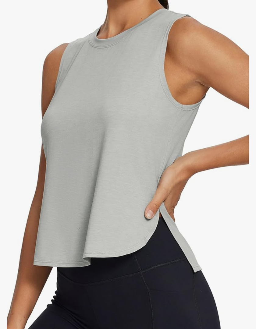 Baleaf Workout Tank Tops for Women Sleeveless Athletic Tops Flowy Soft Loose Fit Hip Length Running Shirts Gym Quick Dry XXL