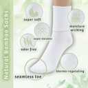 Silky Toes Womens Soft Rayon from Bamboo Socks | 3 Pairs Breathable Seamless Toe Crew Socks | Casual Dress Womans Socks (White) Size 9-11