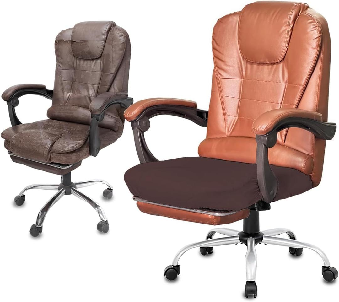 NeColorLife Large Seat Cover for Office Chairs  Stretchy & Washable Slipcover for Oversized Cushions, Fits 17.725, Dark Brown(Seat Only, Printed Design A)