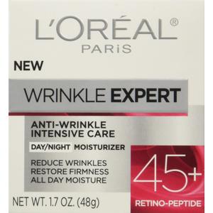 L'Oreal Paris Wrinkle Expert 45+ AntiAging Face Moisturizer with RetinoPeptide, NonGreasy, Suitable for Sensitive Skin, 1.7 fl. Oz
