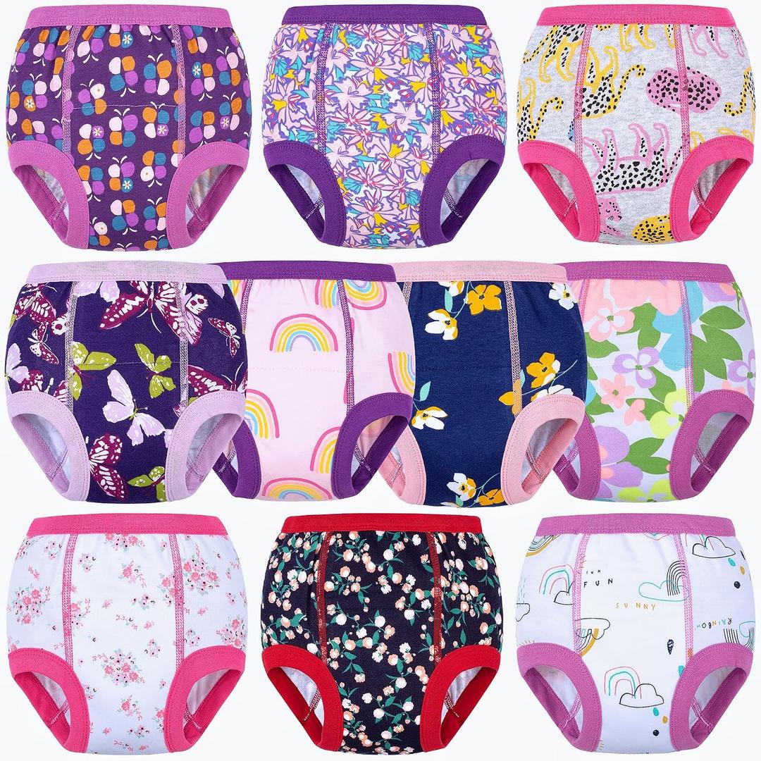 BIG ELEPHANT 10-Packs Training Underwear Absorbent Toddler Potty Trained Pants for Boys and Girls, 12 Months - 9 Years