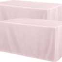 Obstal 2 Pack 4ft Tablecloths for Rectangle Tables - Water Resistant Washable Fabric Polyester Rectangle Table Cover Protector for Wedding, Banquet and Trade Shows, 48" L x 24" W x 30" H, Dusty Pink