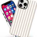 Magnetic for iPhone 14 Pro Case Cute Stripes Phone Case, Shockproof Slim TPU and Hard PC Protective Phone Cover Compatible with MagSafe Designed for Women Girls, Apricot