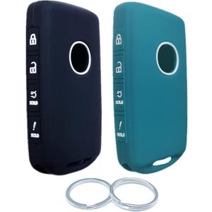 2Pcs 4 Buttons Silicone Smart Remote Key Fob for 2024 2023 2022 2021-2019 Mazda 3 6 CX-30 CX-5 CX-9 CX-50 C-90 Key Fob Cover (Black and Dark Green)