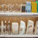 2 Pack Pots and Pans Organizer Under Cabinet, 22" Expandable Food Storage Container Lid Organizers with 9 Adjustable Dividers Pot and Pan Lid Holders Rack Inside Cabinet/Countertop(White)