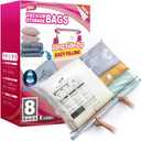 TAILI 8 Pack Vacuum Storage Bags, LONG SIDE ZIP (39x28 inch) Vacuum Seal Bags for Clothing, Jumbo Storage Space Saver for Beddings, Comforters, Blanket, Pillows and Clothes (Clear)