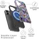 DorisMax for iPhone 16 Case - Wireless Charging Compatible - Dual-Layer Hard Shell + Silicone Cover - Shockproof Protective Phone Case with Stylish Designs for Women - Abstract Lotus