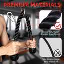 Tricep Rope with Upgraded Rubber Handles,35 Inch Tricep Pull Down Rope for Cable Machine, Greater Range of Motion, Triceps Rope Cable Attachment for Gym, Home, Easy to Grip, Non-Slip