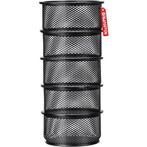 grwanpen5-Pack Stackable Mesh Desk Organizer Bins - Durable Storage Containers for Paper Clips, Rubber Bands, and Office Supplies, Black