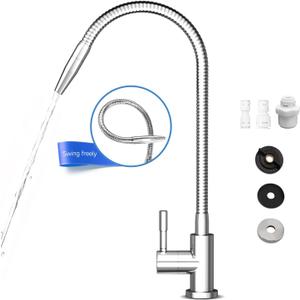 Drinking Water Faucet, Flexible Bendable Drinking Water Faucet for Kitchen Sink, Stainless Steel Water Filter Faucet Compatible with Reverse Osmosis RO and Water Filtration Systems