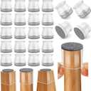 24 Pcs Chair Leg Floor Protectors Round, Silicone Felt Furniture Leg Pads Caps Covers for Hardwood Floors (Fit 15/16" to 1-5/16") (Clear)