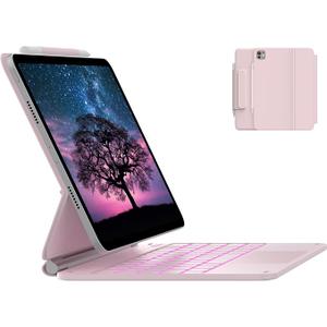 Typecase Edge Keyboard Case For iPad Air 11-Inch(M3/M2, 2025/2024), iPad Pro 11-Inch(4th/3rd/2nd/1st Gen) & iPad Air 10.9-Inch 5/4th Gen, Floating Magnetic Stand, Multi-Touch Trackpad & Wireless Mouse, Pink