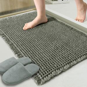 ZALL Waffle Bath Mat,Super Absorbent Non Slip Bathroom Rug,Dark Green 18x30inch,Machine Washable Ultra Soft Floor Mats