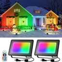 2 Pack 50W Led Flood Lights 500W Equi Color Changing with Remote Waterproof 16 Multicolor RGB Lamp Indoor or Outdoor Up Lighting for Garden Decoration, House Wall, Yard Plants, Holiday Ambiance Decor