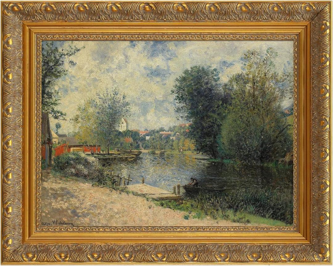 DIY Wood Frame for 24x36 Canvas Paintings, 2.4" Wide Antique Gold Ornate Canvas Frame for Oil Painting Art Prints, Home Living Room Wall Decor