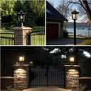 Solar Post Light Outdoor, ST4346Q Dusk to Dawn Solar Lamp Post Light with Pier Mount Base Bright Sandy Colored Bulb, Waterproof Aluminum Fence Pole Lights for Gates Yard Path Garden