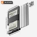 Minimalist Metal Wallet for Men, Ultra-Thin Aluminum Card Holder with Cash Strap, Slim Front Pocket RFID Blocking Wallet, Personalized American Flag-00
