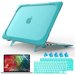 Mektron Heavy Duty Casefor MacBook Air 13 inch 2020 2019 2018 Release Model A2337 M1 A2179 A1932, Shockproof Durable Protective Hard Shell with Fold Kickstand，Blue