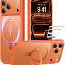 TORRAS for iPhone 17 Pro Case with Stand, Fit for MagSafe, 4X Military Drop Protection, Camera Control Button, Slim Soft Edge Phone Case for iPhone 17 Pro, Translucent Matte Cover 6.3", Cosmic Orange