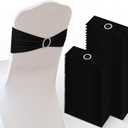 Tudomro 80 Pcs Spandex Chair Sashes, Stretch Ties Bows with Buckle Slider Elastic Bows Chair Cover Bands for Wedding Party Universal Reception Ceremony Banquet Decoration(Black)