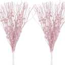Artificial Glitter Berry Stem Ornaments, 10 Pack Decorative Bead Sticks, Christmas Picks, Glittery Twigs Branches for Christmas Tree DIY Wreath Crafts Vase Filler Home Decor (Pink, 10 PACK)