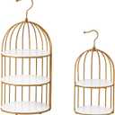 Gold Bird Cage Cupcake Stand Set, 2-Piece 3-Tier and 2-Tier Acrylic Dessert Display Trays, Metal Serving Stands for Wedding, Birthday, Baby Shower, Tea Party and Buffet Table Decor
