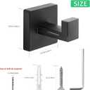 Heavy Duty Stainless Steel Towel Hooks, Wall Mounted Square Robe Hooks for Bathroom, Kitchen, Bedroom, Hotel Matte Black 2 Pack