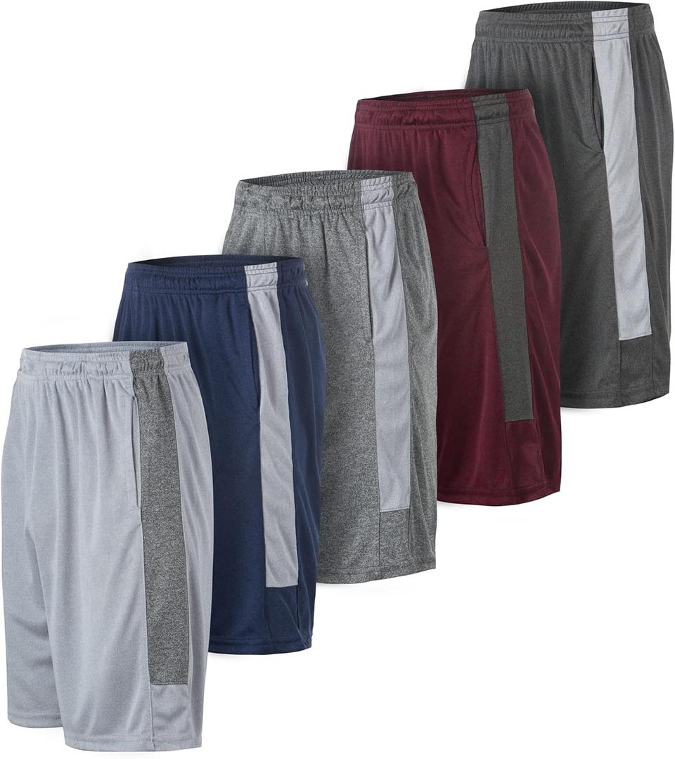 Essential Elements Athletic Shorts for Men - Men's Basketball Shorts - Sports Shorts for Workout, Gym, Running (5 Pack/Set D, Medium)