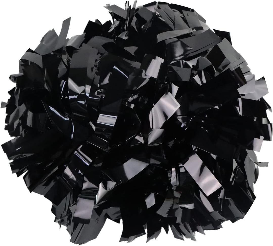 2 PCS Metallic Cheerleading Pom Poms with Baton Handle, 6 Inches Cheerleader Pom Poms, Cheer Pom Pom Cheerleading Poms for Kids Adults Team Spirit Sports Dance Cheering