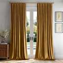 MIULEE Gold Velvet Curtains 84 inches 2 Panels - Luxury Room Darkening Window Drapes for Bedroom Living Room Thermal Insulated Super Soft Blackout, Back Tab Rod Pocket Pinch Pleated, W52 x L84