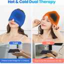 2 Pack Migraine Relief Cap, Reusable Headache Relief Cap with Hot & Cold Therapy, Soothing Headache Hat, Odorless Gel Ice Head Wrap for Tension, Stress, Sinus & Headache, Black&Pink