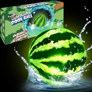 LED Underwater Pool Ball Game 1 Pack 9" Glow Water Ball Toy for Kids, Teens, Pool Sports Game for Water Football & Basketball, Fun Pool Game for Backyard Parties & Outdoor Water Play
