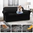 100% WaterproofCouch Cover 4-Piece Set Striped Sofa Slipcovers for 3 Cushion Couch Sofa Covers with TPU Leakproof Bottom Stretch Couch Protector Pet Proof - Sofa(3-Cushion), Black