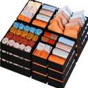 Criusia Closet Drawer Organizer Clothes, 15 Pack Dresser Organizer for Baby Clothes, Fabric Drawer Dividers for Nursery Bedroom (Black)