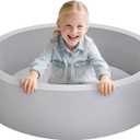Foam Ball Pit for Toddlers, Large Baby Ball Pit for Babies with Soft Memory Sponge, Indoor Outdoor Baby Playpen, Kids Play Ball Pool, Gift Toys for Infants Boys and Girls (Gray, NO Balls)