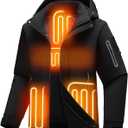 Jsslaik Men's Performance Insulated Jacket with 4D Smart Heating Windproof Waterproof Ski Mountaineering Coat Lightweight 1800g Fill and Graphene Lining Detachable Hood USB Heated （Black-S）