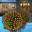 Wabarle Led Christmas Net Lights for Bushes, 132LED 6FT x 6FT Connectable UL Certified Net Lights for Bushes Tree Shrubs Xmas Trunk Green Wire Christmas Decorations(Red and Green)