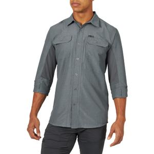 ATG by Wrangler Men's Long Sleeve Mixed Material Shirt, turbulence, Large 