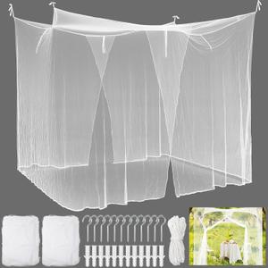 Tranqun 2 Pcs Mosquito Netting for Patio, Ultra Large Mosquito Net L87 x W87 x H71 Inch for Bed with 2 Side Openings 16 Hanging Loops for Camping Home Outdoor Travel Dormitory Decor (White)