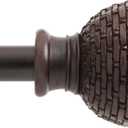 Kenney KN75799 Woven Ball End Standard Decorative Window Curtain Rod, 48-86" Adjustable Length, Weathered Brown Finish, 5/8" Diameter Steel Tube