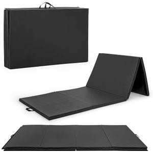 CAP Barbell Folding Exercise Mat – Durable, Anti-Tear, Thick Padding for Fitness, Aerobics, Gymnastics & Home Workouts. 10' x 4' x 3" thick BLACK 10P Free