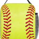 Softball Lunch Bag for Boys Girls Kids Women Men, Insulated Reusable Thermal High Capacity Lunch Box Bag with Front Pocket, Durable Cooler Tote Food Handbag for Work School Picnic (Softball)