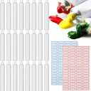 Qeeenar 24 Pcs Empty Aluminum Paint Tubes 20 ml Paint Tubes for Making Paint and Store Remaining Paint Acrylic Oils Watercolor Gouaches, with 2 Sheets Self Adhesive Label