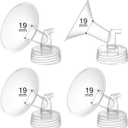 4PCS 19mm Breast Pump Flanges, Compatible with Spectra S1/S2/9Plus/Synergy Gold, Motif Luna, Wide-Mouth Bottle Fit, Breast Pump Accessories