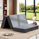 Tri Folding Mattress Queen Size - 6 Inch Dual-Layer Memory Foam Foldable Mattress Portable Floor Bed Sofa with Removable Washable Cover, Handle & Non-Slip Bottom for Travel,RV,Camping,Guest,Yoga